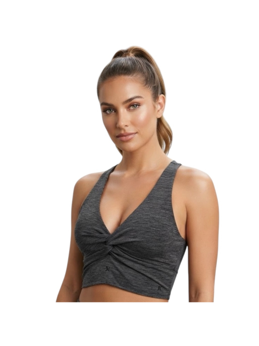 Victoria’s Secret XL Charcoal Heather Twist Front Racerback Longline Bralette